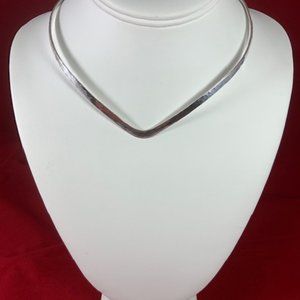Ed Levin Sterling Silver Hammered 5" V-Neck Collar